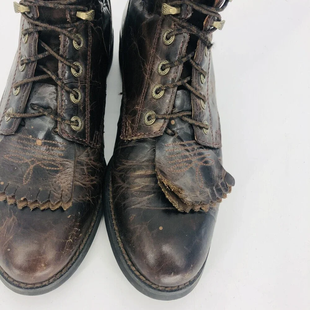 ARIAT WOMEN'S HERITAGE LACER WESTERN BOOTS US 7B Smooth leather Dark Brown Roper